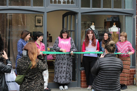 Ribbon cutting ceremony at the pop-up