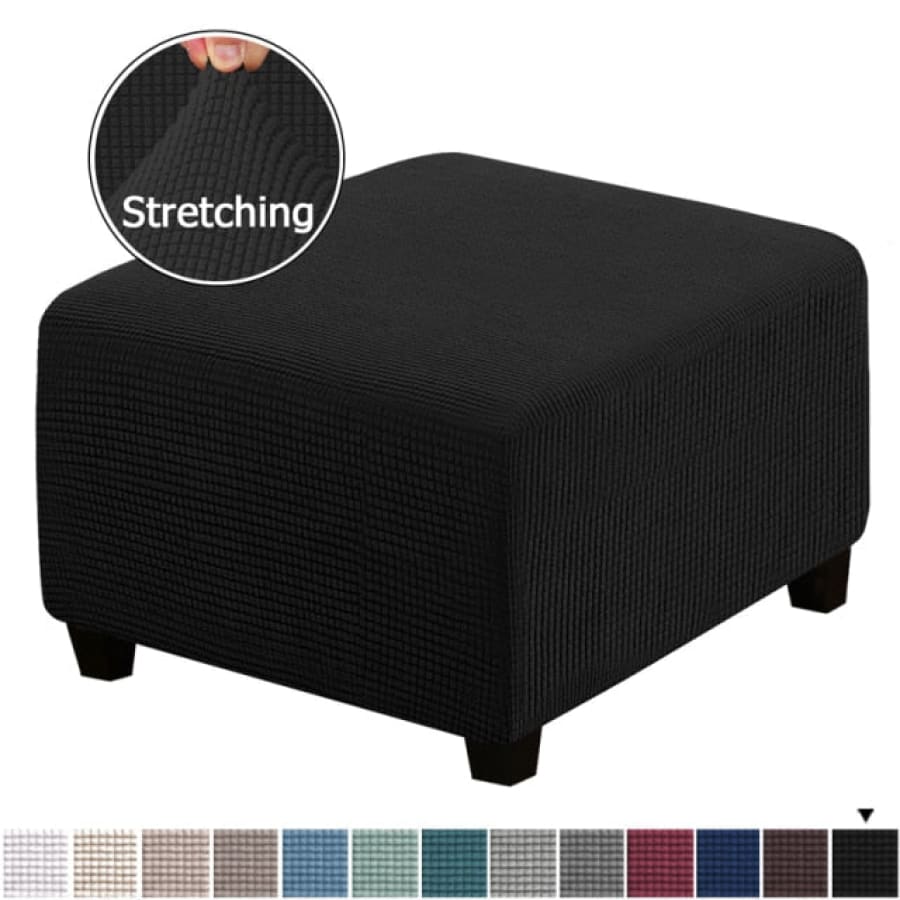 Jacquard Ottoman Stool Cover Elastic Square Footstool Sofa Slipcover Footrest Chair Covers - SpopSpurt