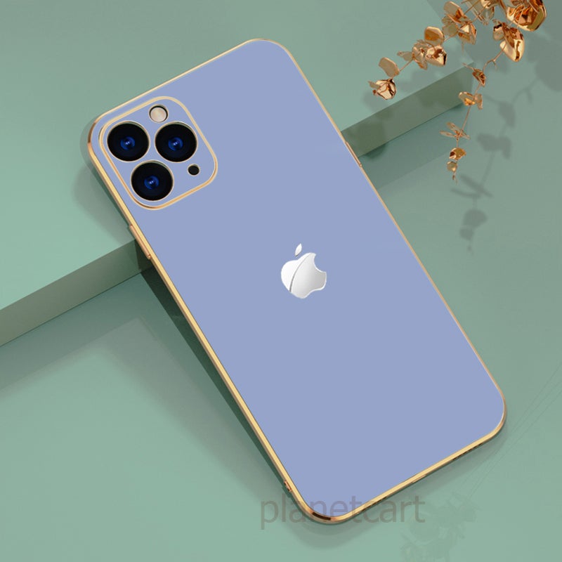 Luxurious Glass Back Case With Golden Edges For Iphone 11 Pro Max Planetcart