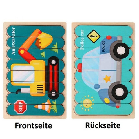 Montessori-Puzzlespielzeug aus Holz für Kinder beidseitig / Frontseite und Rückseite