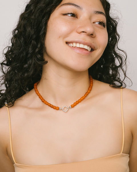 Sunset Recycled Glass Bead Necklace from RIVA New York