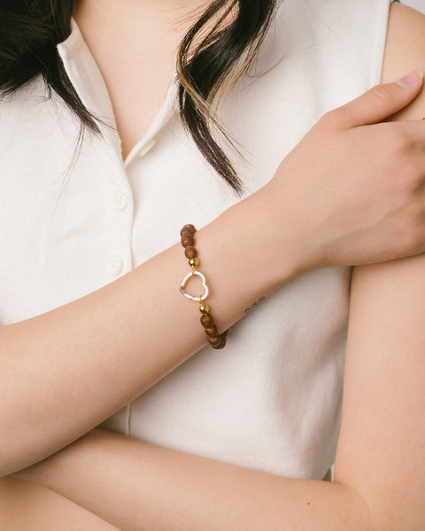 Specked brown recycled glass bead bracelet from RIVA New York