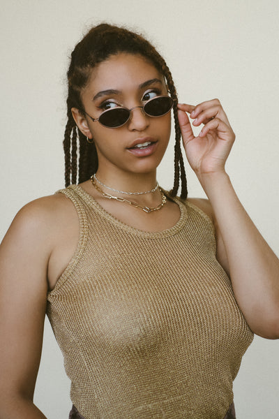 Brooklyn-based jewelry company RIVA New York collaborates with Brillies Sunglasses, photographed by Angelo Kangleon in New York