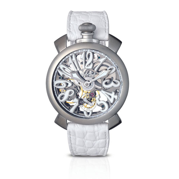 GaGa Milano - Skeleton 48mm - Steel (White Leather Strap) – LUX