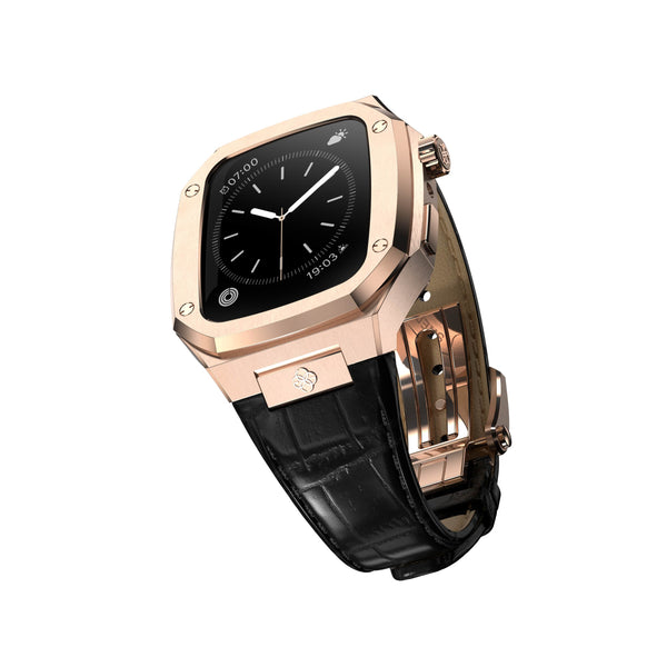 Apple Watch 8 / 7 Case - CL - Rose Gold (Black Leather) – LUX AT LAST