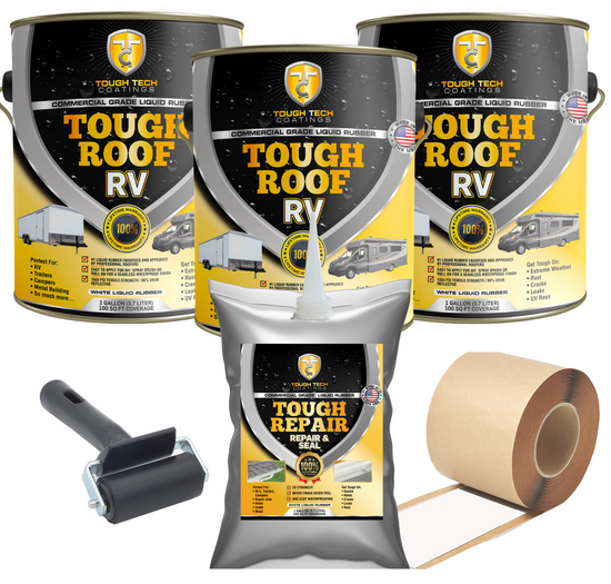 Liquid Rubber RV Roof Coating - Solar Reflective Sealant, Trailer and  Camper Roof Repair, Waterproof, Easy to Apply, Brilliant White,1 Gallon