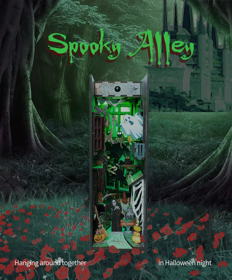 Halloween Spooky Alley DIY Wooden Book Nook Kit