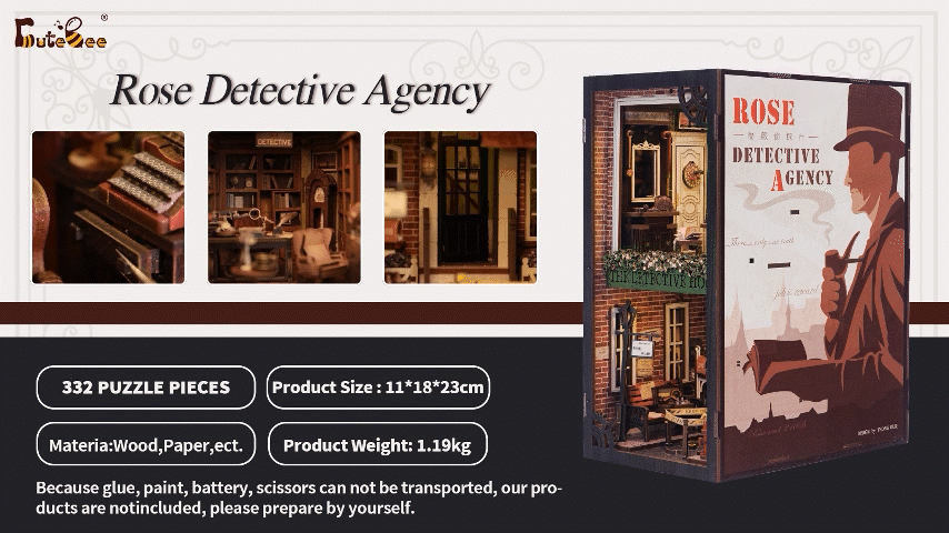 Cutebee Rose Detective Agency DIY Book Nook Kit