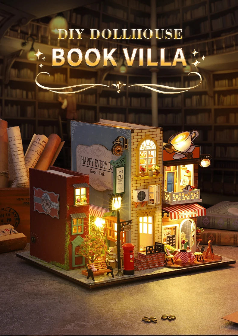 Book Villa DIY Miniature Dollhouse Kit