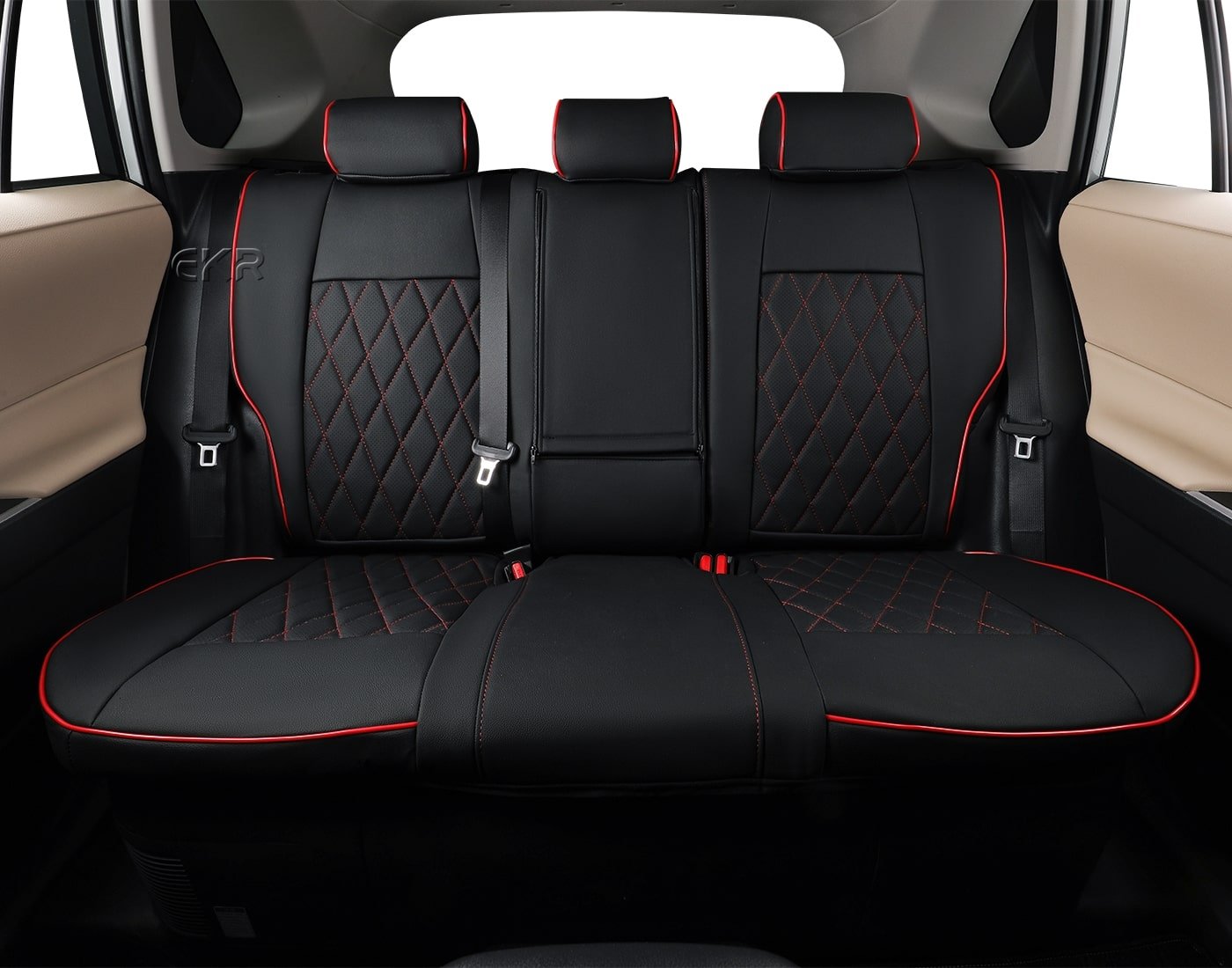 限定数のみ！ EKR Custom Fit 4Runner Car Seat Covers for Select Toyota 4Runner  2011-2023 (2-Row Model) Full Set,Leather (Black with Red Piping) 