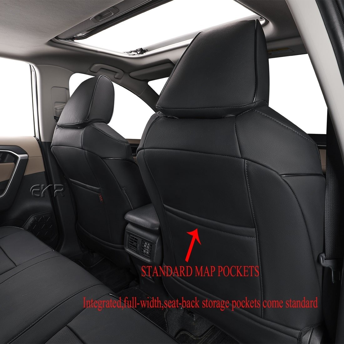 限定数のみ！ EKR Custom Fit 4Runner Car Seat Covers for Select Toyota 4Runner  2011-2023 (2-Row Model) Full Set,Leather (Black with Red Piping) 