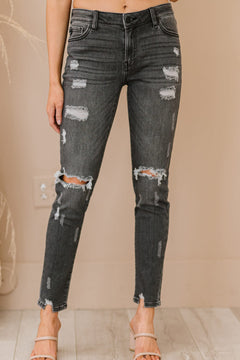 Kancan Maggie Full Size Mid-Rise Distressed Skinny Jeans