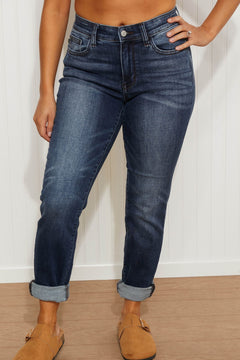 Judy Blue Penelope Full Size Cuffed Slim Fit Jeans