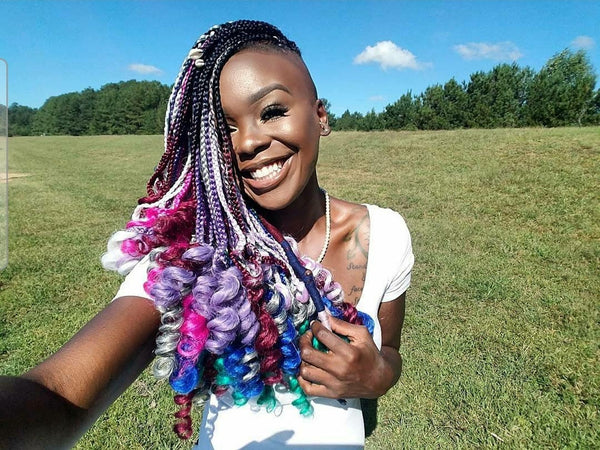 Multicolored Crochet Curled Braids