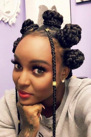 Box Braids into Bantu Knots