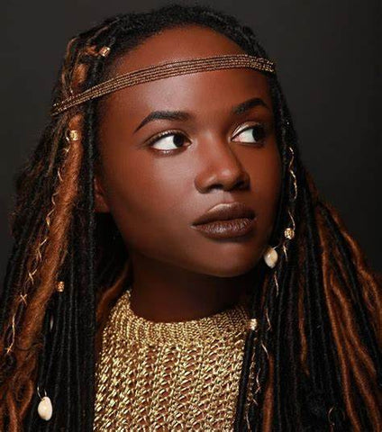 Box Braids with Gold Accessories