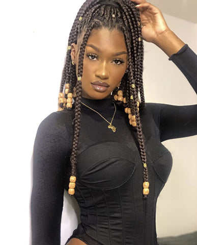 Amazon.com : Hand Made Box Braids Crochet Hair Pre Looped Medium Braided  Hair Synthetic Black Color Box Brading Hair Extensions 22roots/pack 7Packs  Sale (18inch, 1B) : Beauty & Personal Care