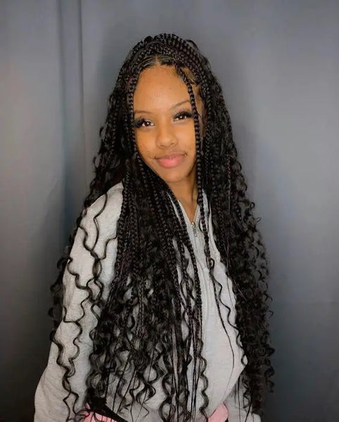 Knotless Braids with Bohemian Curls