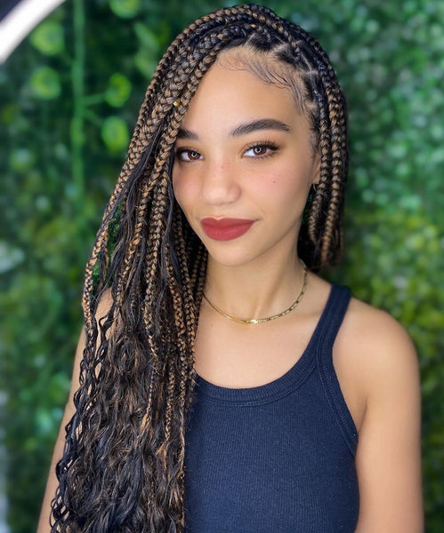Box Braids with Curly Ends