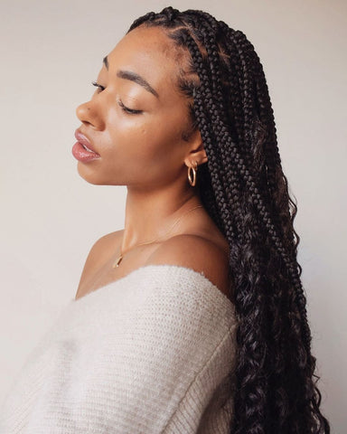 Medium Box Braids with Curly Ends