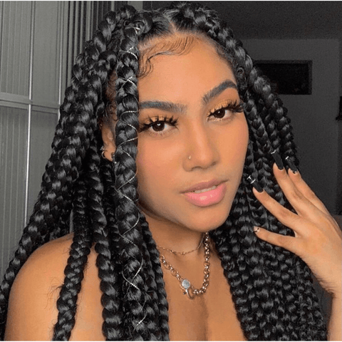 Jumbo Box Braid Hairstyles for Black Women Large and long.  Short box  braids hairstyles, Box braids styling, Box braids hairstyles for black women