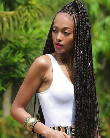 Half-up half-down knotless braids