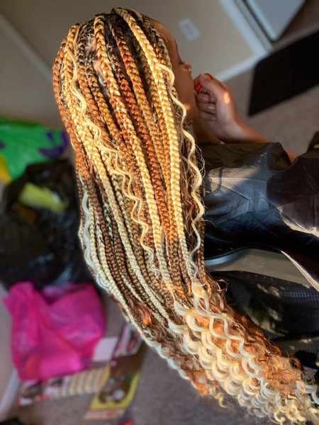 multi color giddess box braids with open ends