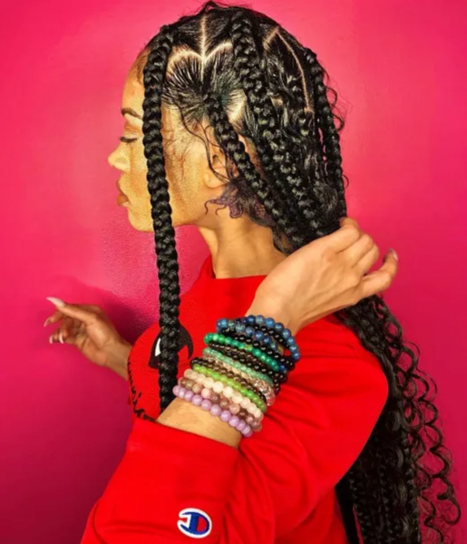 Heart Small Knotless Braids with Curls