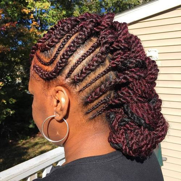 Small Knotless Braids with Mohawk Braid