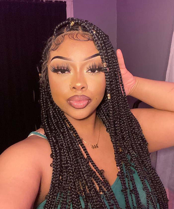  Kalyss 46 Twist Braided Wigs Triangle Knotless Braid Wig Full  Double Lace Front Spring Twisted Braids Wig with Baby Hair Burgundy  Synthetic Lace Frontal Passion Twist Braided Wig for Black