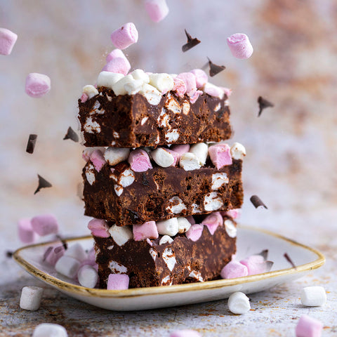 Rocky Road brownies available for wholesale at 15 in a tray!