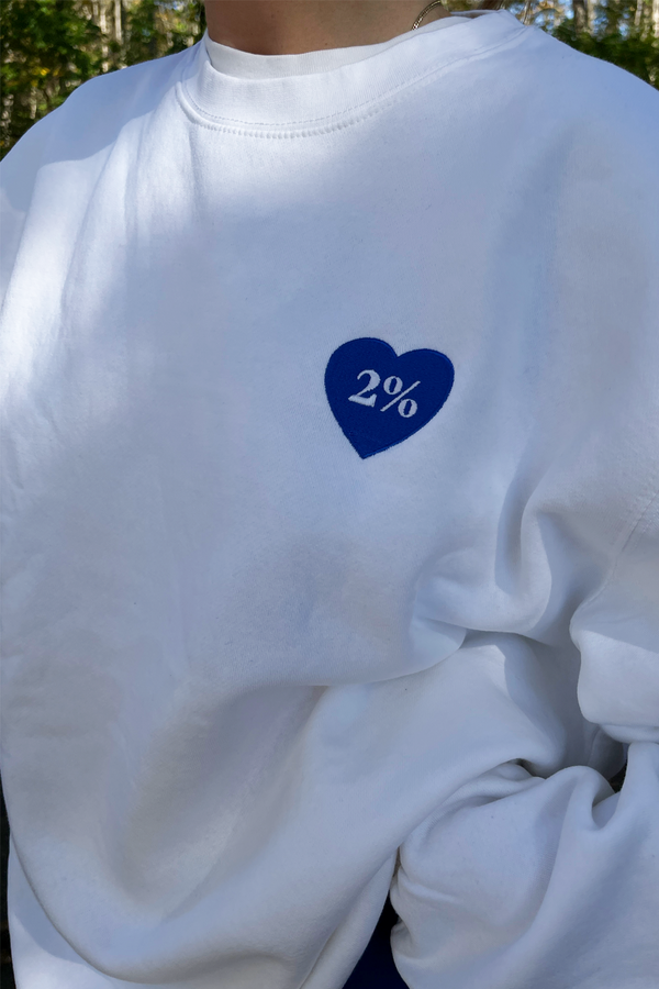 2% White Crewneck