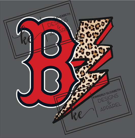 B Boston Red Sox distressed cheetah DIGITAL FILE – Kimberly