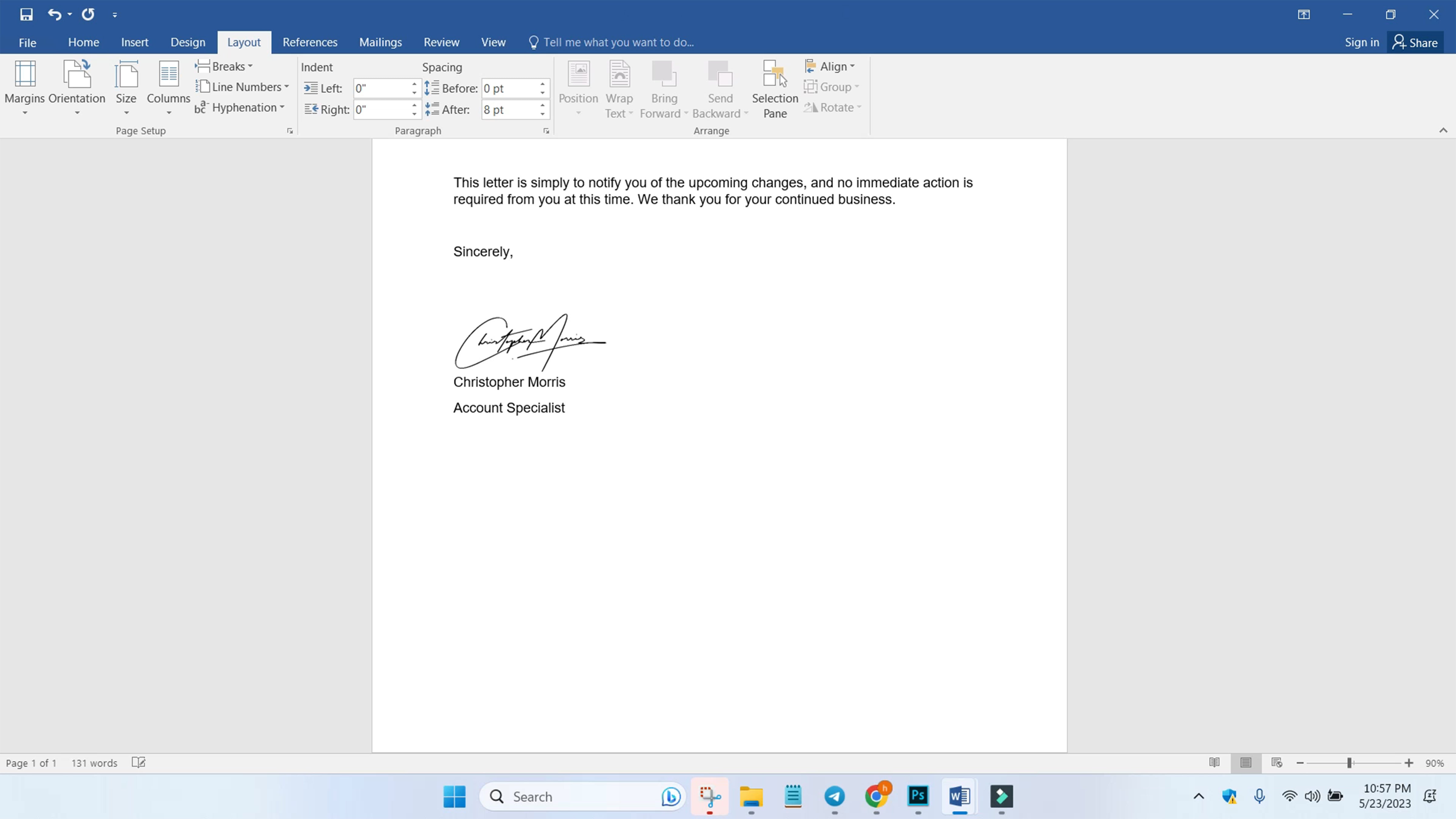 Here is how you can insert your digital signature to word document