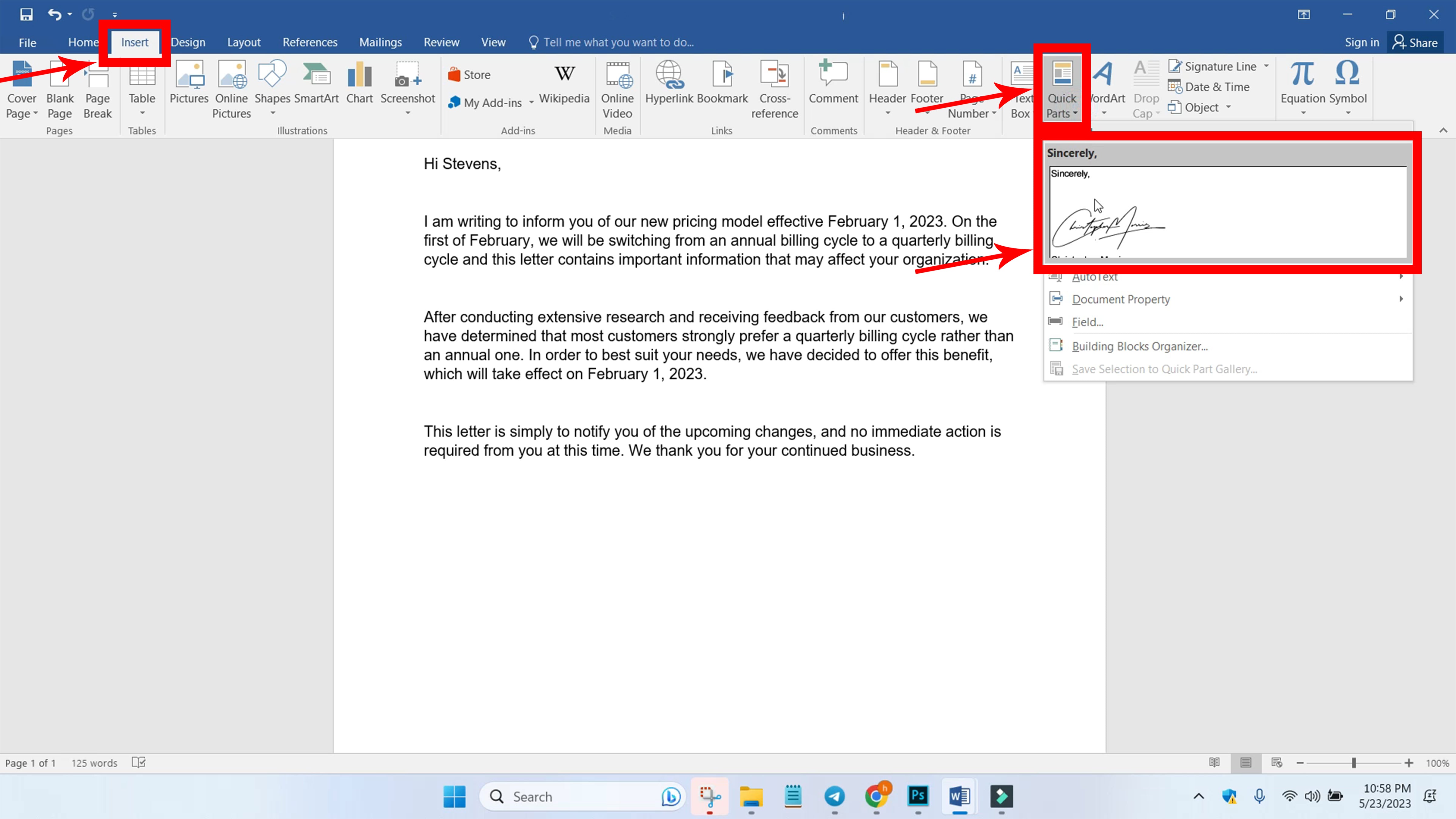 Here is how you can insert your digital signature to word document