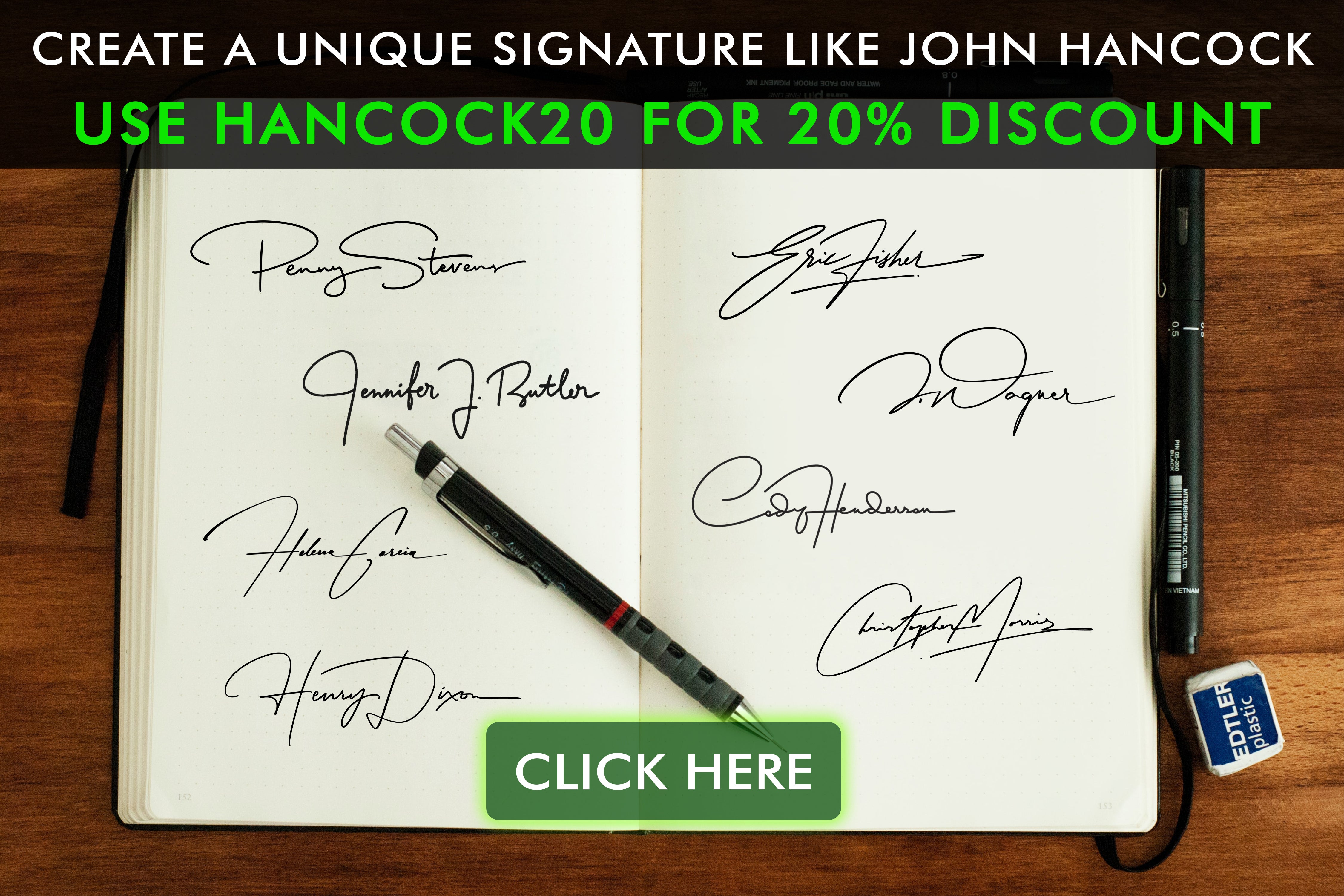 Descubra a história da assinatura de John Hancock e a sua influência na história. Leia o nosso blogue e veja a nossa coleção inspirada nesta assinatura icónica.