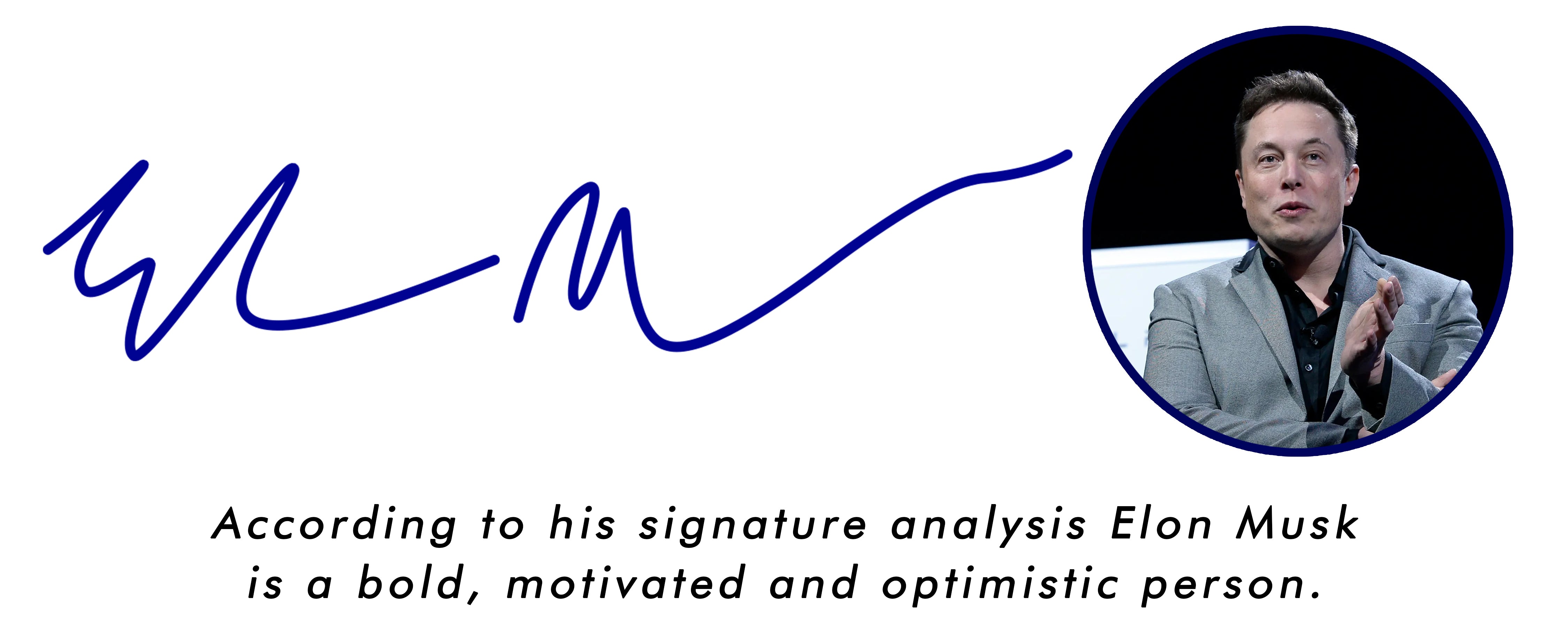 According to his signature analysis Elon Musk is a bold, motivated and optimistic person