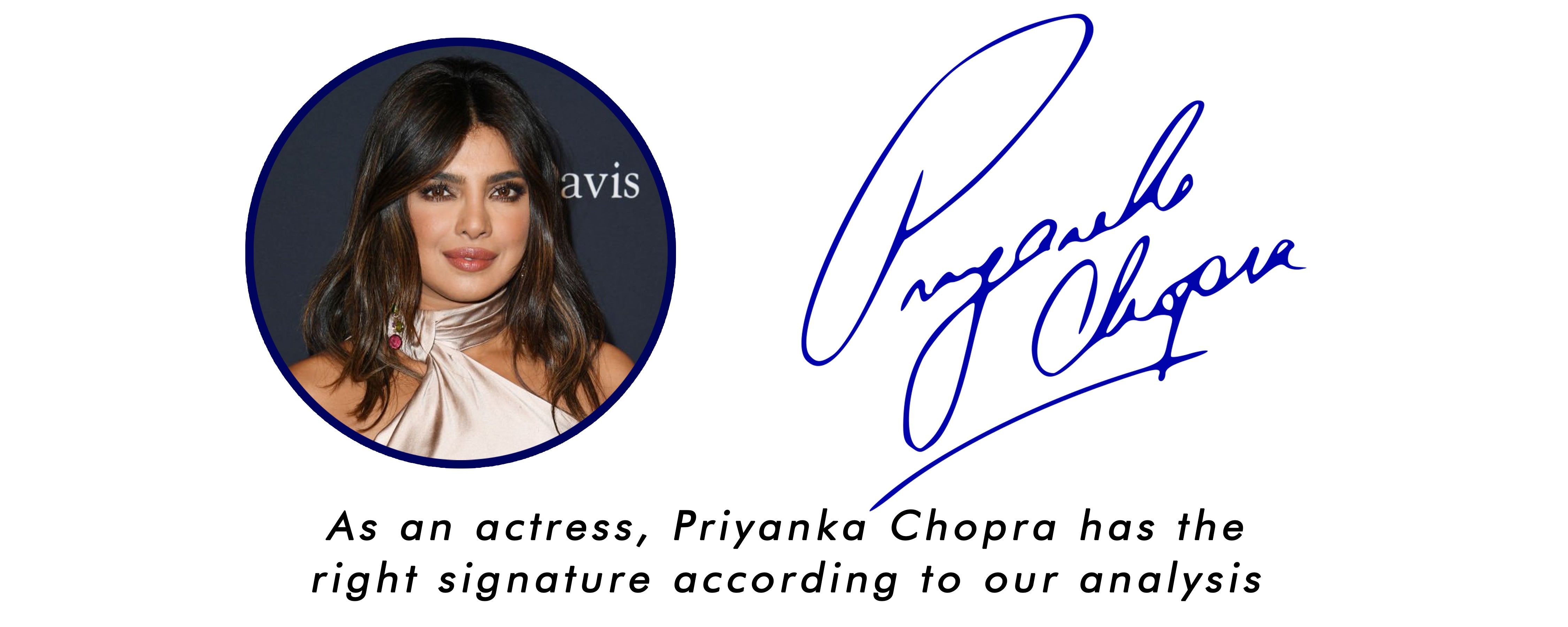 As an actress, Priyanka Chopra has the right signature according to our analysis