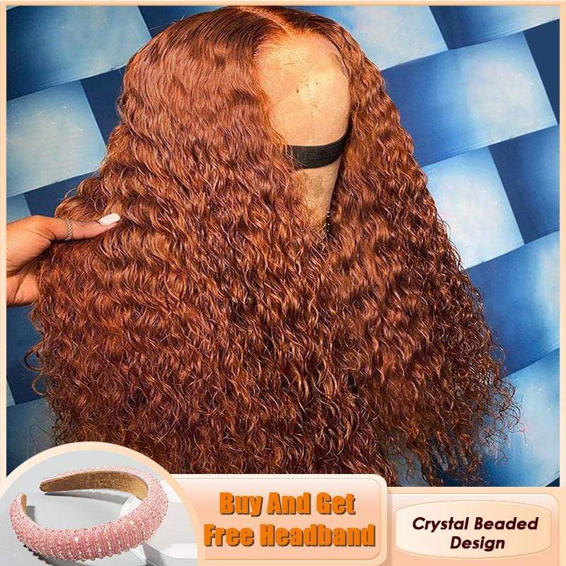 Hot Girl! 250%Density 13x4 Ginger Orange Romantic Wave Lace Frontal Lace Wig