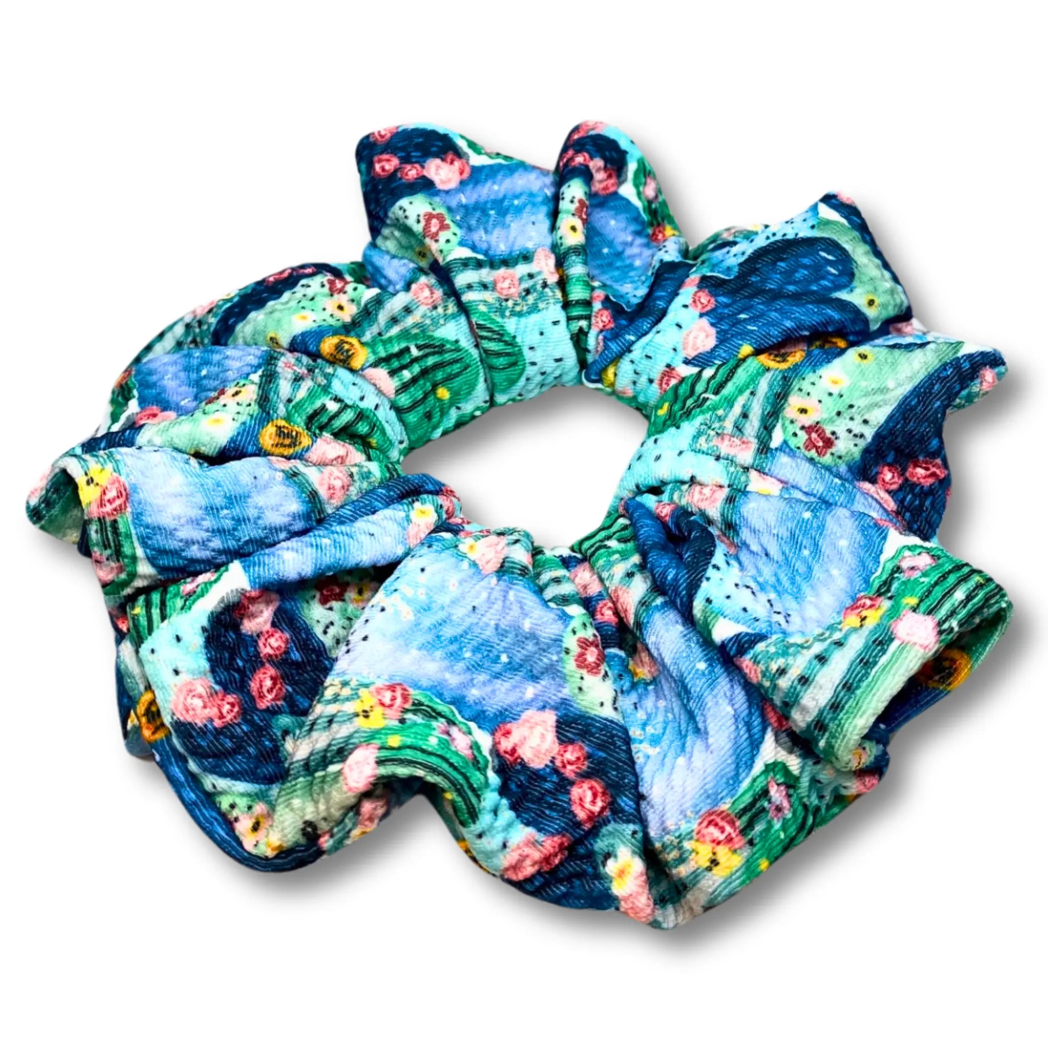 Floral Cactus Summer Bullet Scrunchie