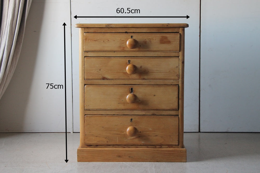 1880年代オールドパイン材チェスト（高さ75cm） イギリスアンティーク