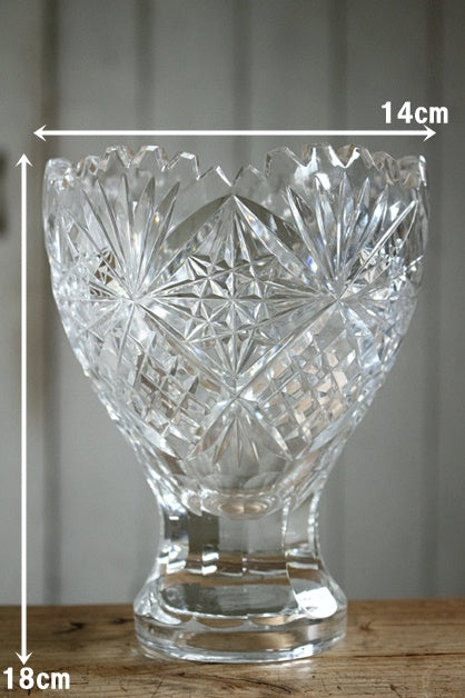 アンティーク アイスペール 持ち手 ゴールド 白鳥デザイン ガラス 花瓶