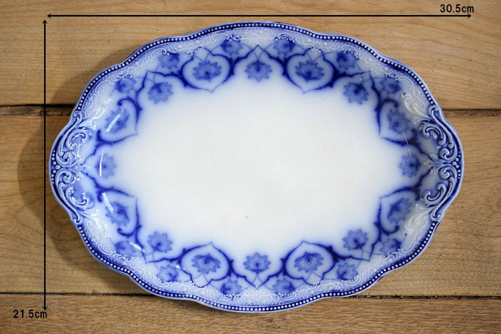 WH Grindley社幻のフローブルー オーバル皿（30.5cmx21.5cm） イギリス