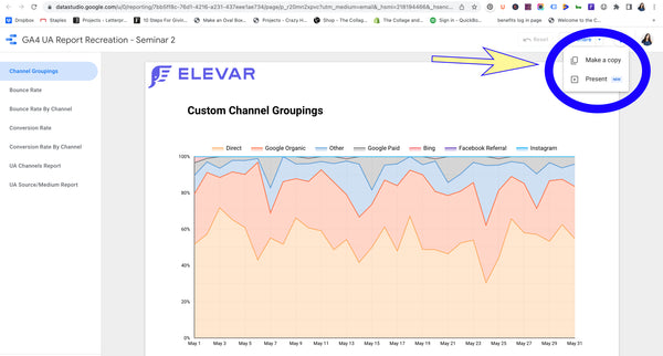 Elevar Data Studio Template for Shopify google analytics