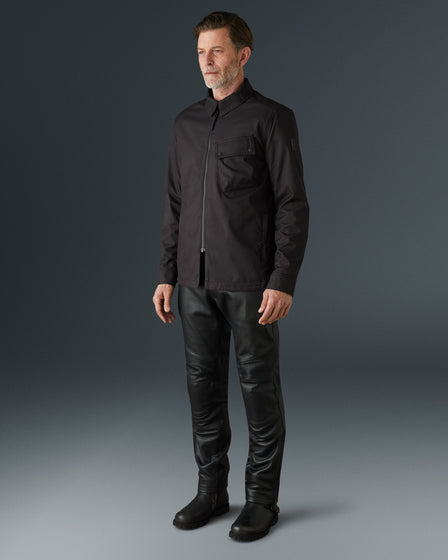 Men's Technical Poly Sirocco Motorcycle Overshirt in Black | Belstaff ROW