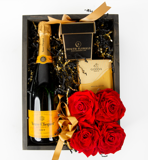 Buy Veuve Clicquot Rose & Assorted Godiva Gift Basket
