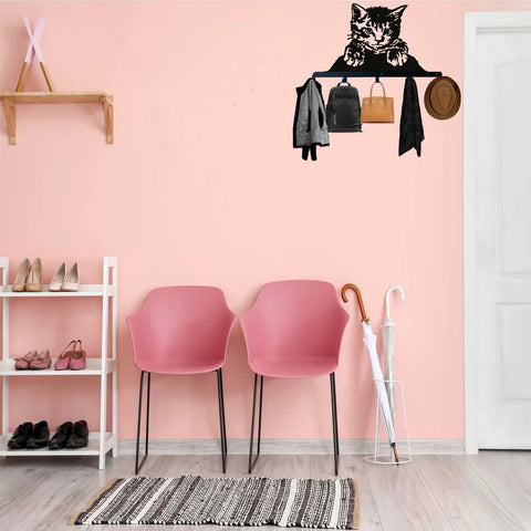 cat coat rack in minimalist entryway