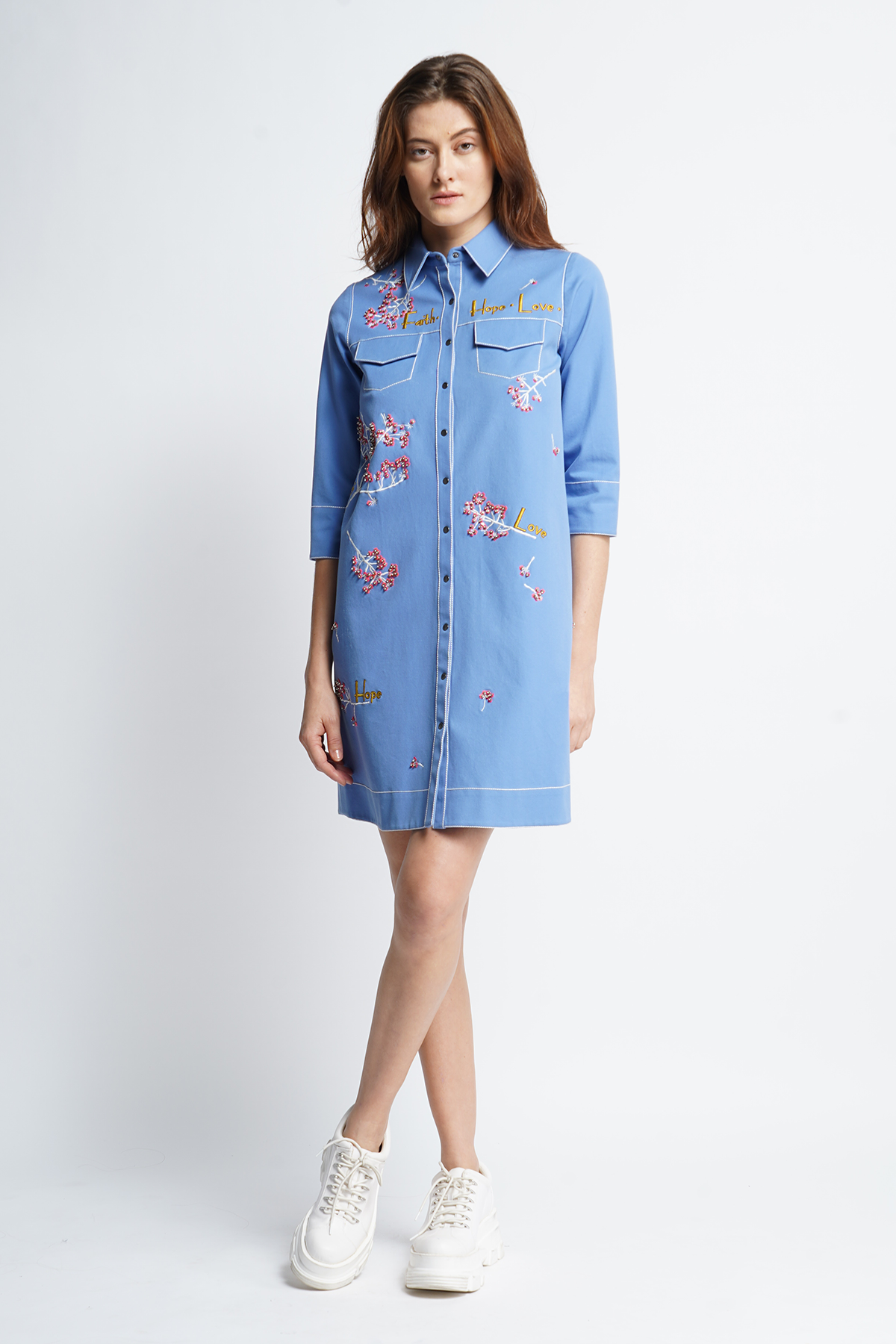 Scattered Branches Shirt Dress