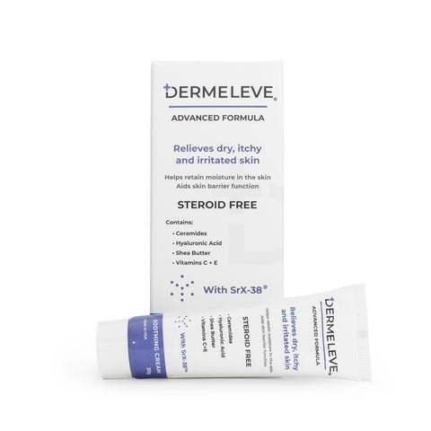 Dermeleve box and tube to help when you feel itchy