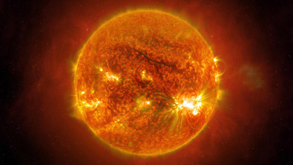 An image of the sun, viewed from space.